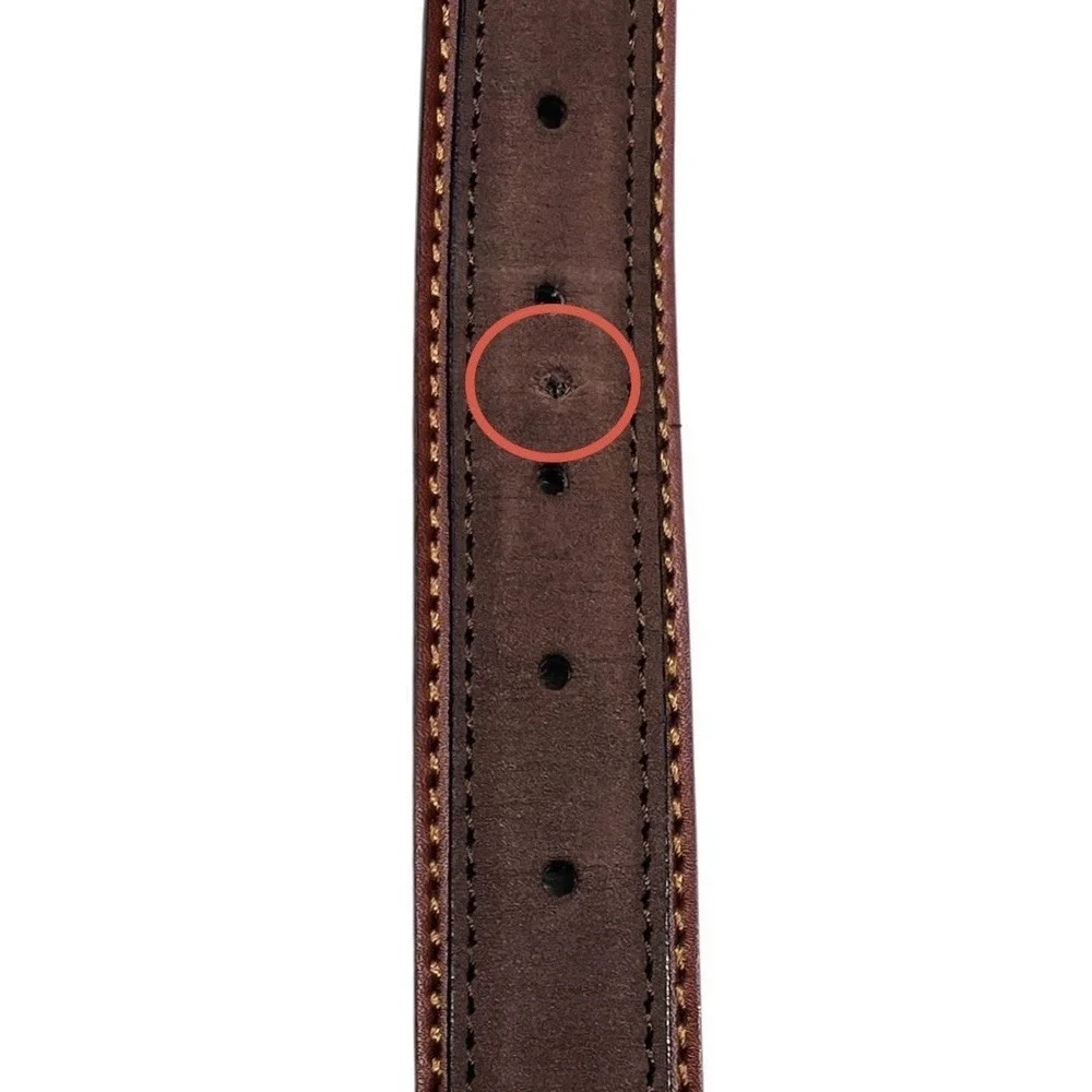 GP & Max Genuine Italian Leather Belt Mens US 36 IT 53/110 Brown Silver Hardwear